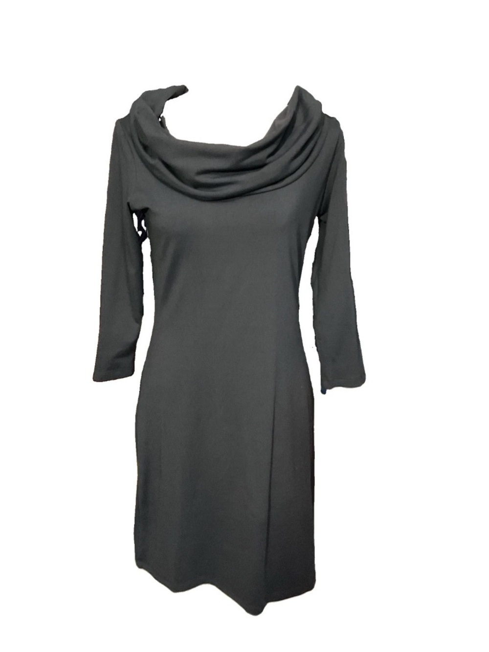 Susana Monaco Black Cowl Neck Long Sleeve Stretch Sheath Dress Large NWT